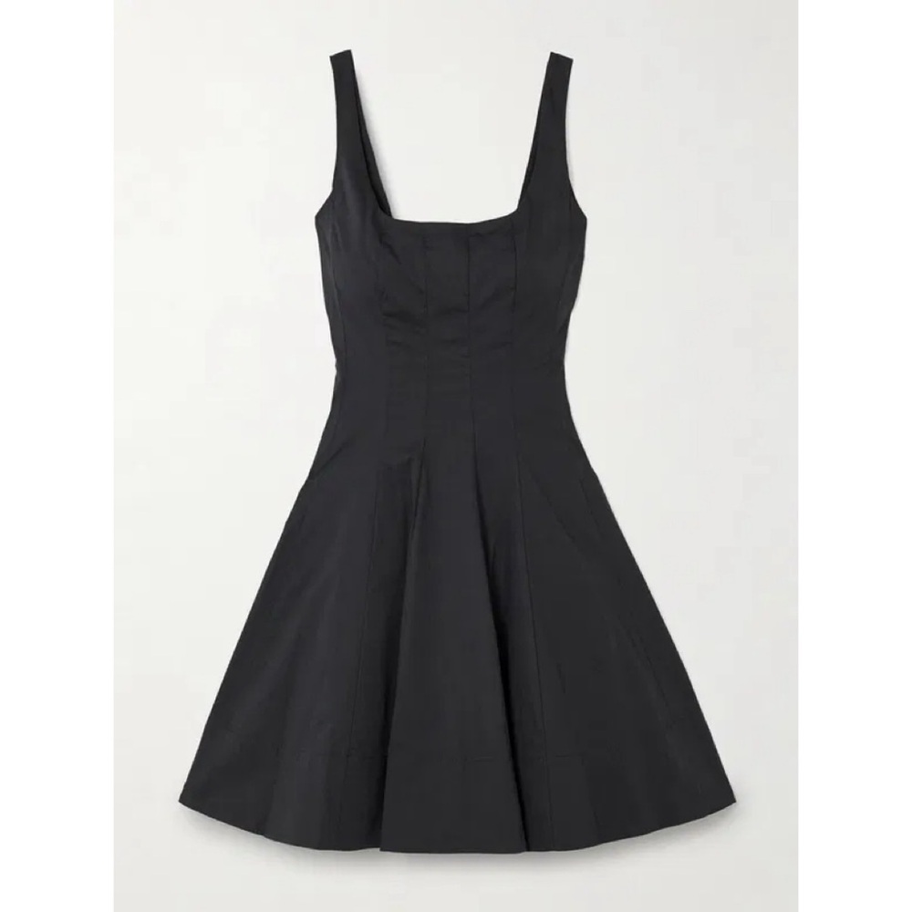 Staud Wells Pleated Mini Dress black